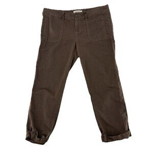 Hollister Women’s Brown Linen Cotton Capri‎ Pants Size 9 Boho Coastal Preppy
